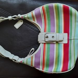 Coach Hamptons Stripes Hobo Shoulder Bag